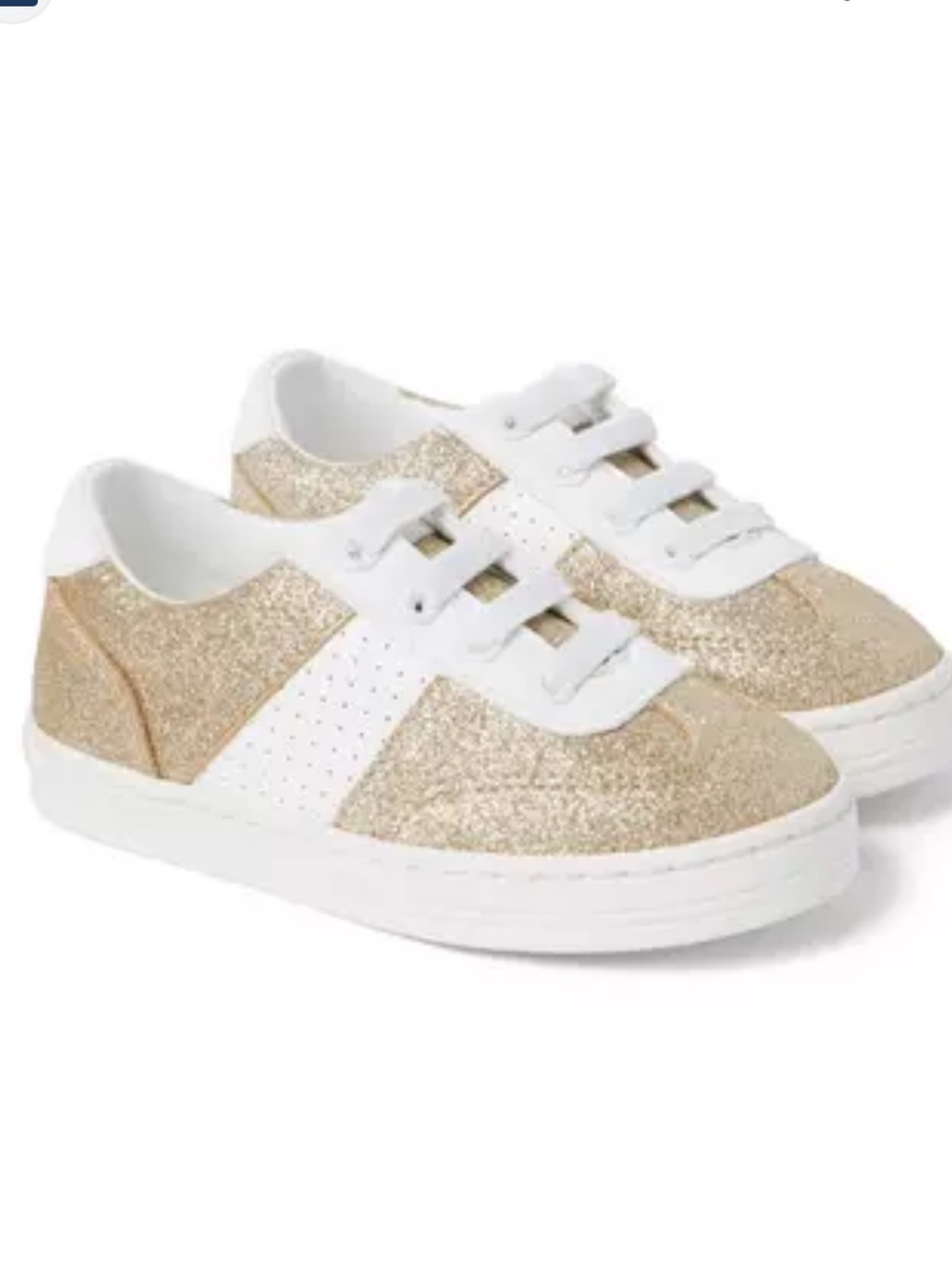 Jair and Jack Girls' Gold Glitter Sneakers with White Trim
